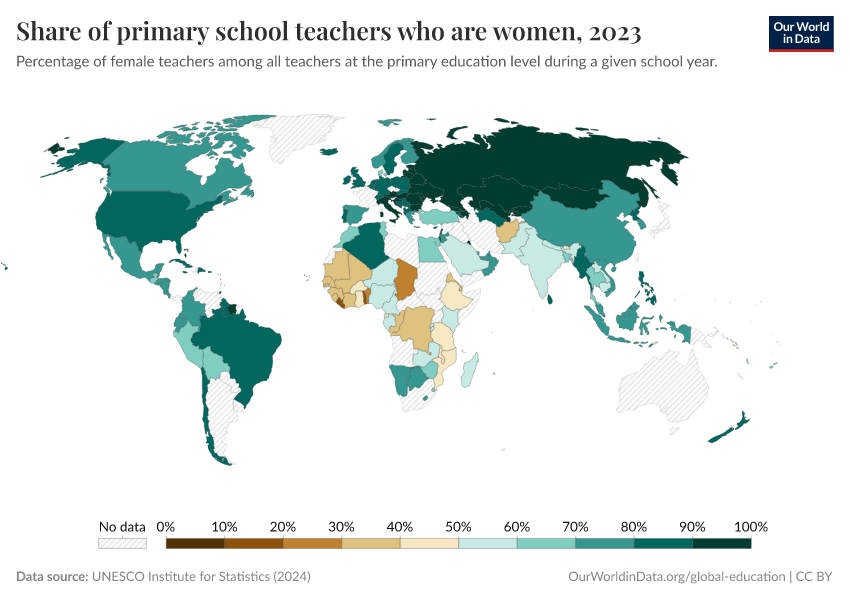 A thumbnail of the "Share of primary school teachers who are women" chart