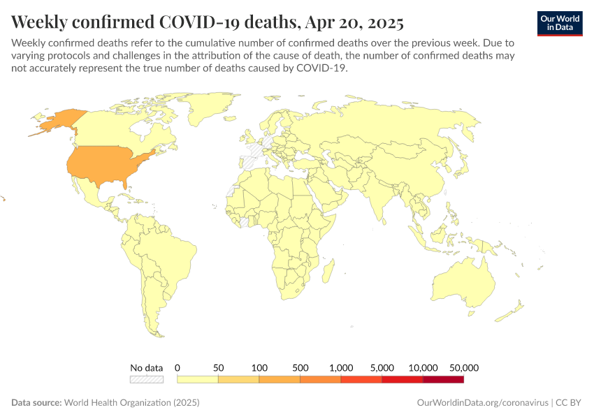 A thumbnail of the "Weekly confirmed COVID-19 deaths" chart